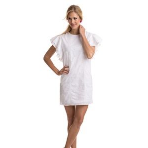 Vineyard Vines Eyelet Flutter Sleeve Dress in White